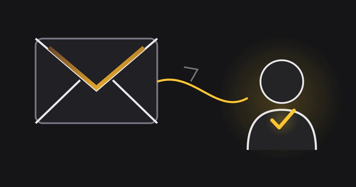 A warm email path connects a message to a confirmed customer response