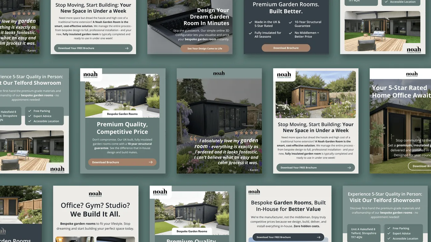Noah Garden Rooms Google and Meta ad creatives