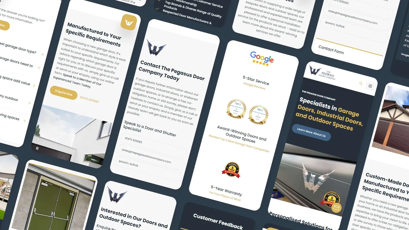 The Pegasus Door Company website pages