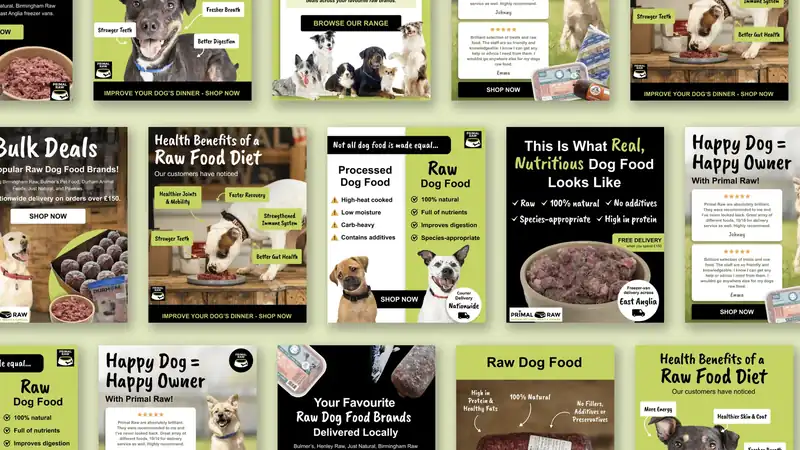 Primal Raw ads for raw dog food