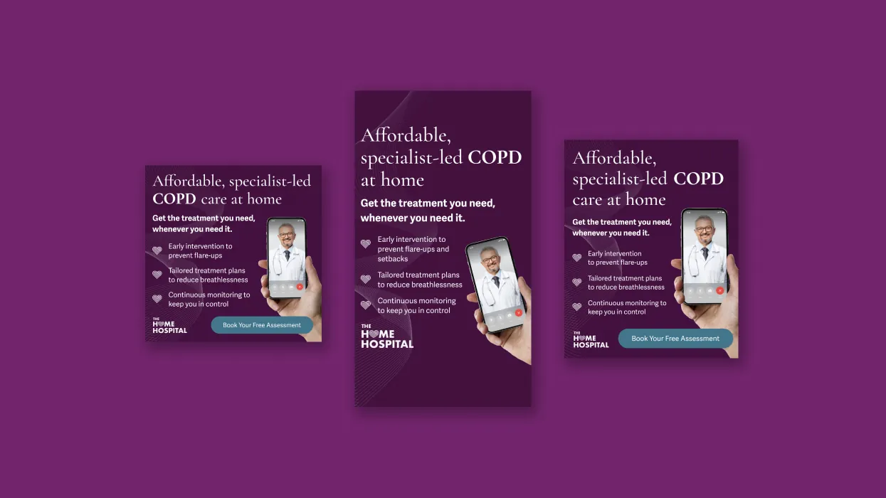 Three The Home Hospital ads for COPD care at home