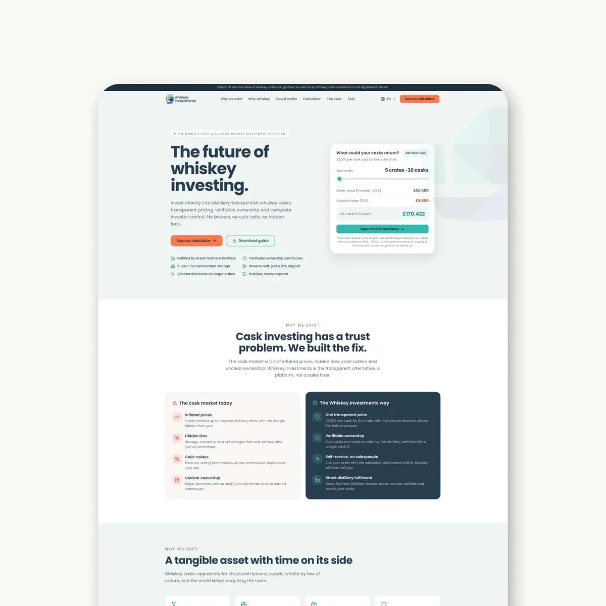 The Whiskey Investments homepage
